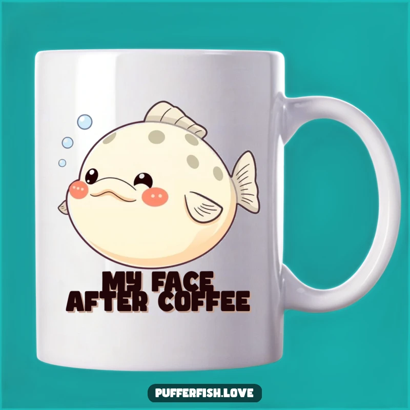 Funny Pufferfish Mug: Adorable Cheeky Pufferfish Bubbling with Laughter - Perfect Funny Gift!
