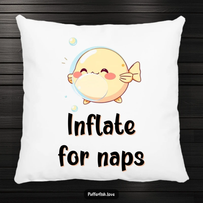 Funny pufferfish bubble pillow, featuring a playful pufferfish and bubble, offering soft comfort and a touch of aquatic charm.