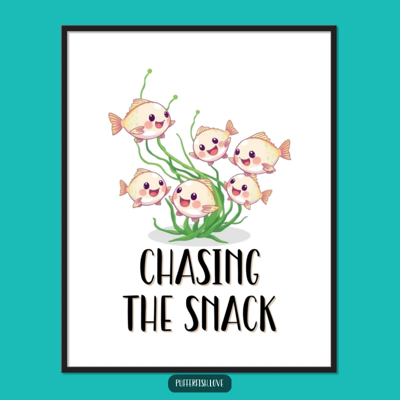 Funny Pufferfish Playtime Digital Art: Instant Aquatic Fun for Your Walls