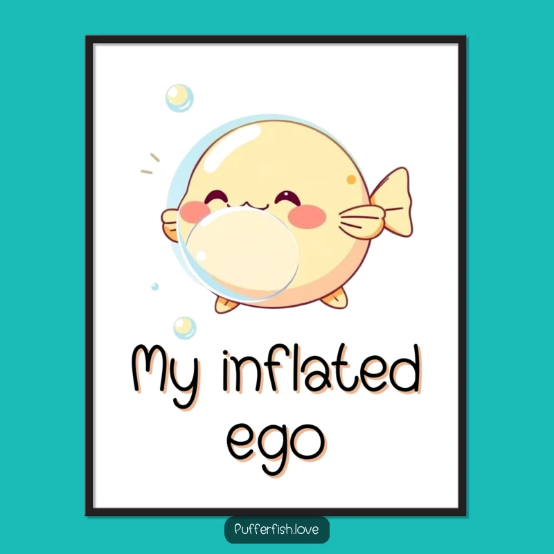 Funny Pufferfish Bubble Digital Art: Instantly Download Playful Aquatic Charm