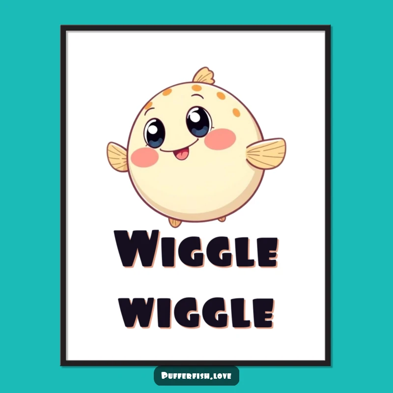 Funny Wiggling Pufferfish Digital Art Print: Instant Joy for Your Space, A Funny Gift