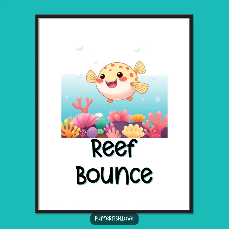 Funny Bouncing Pufferfish Digital Art Print: Instant Ocean Joy for Your Space, A Funny Gift