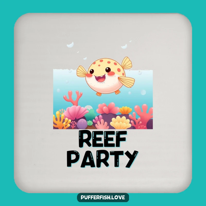 Funny Bouncing Pufferfish Coaster Set: Protect with Reef Fun, A Fun Funny Gift