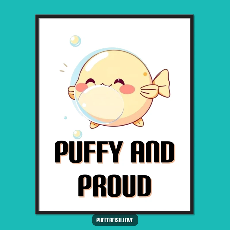 Funny Pufferfish Bubble Poster: Bring Playful Aquatic Charm to Your Walls