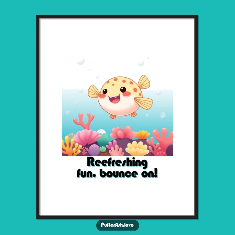 Funny Free Printable Wall Art: Playful Bouncing Pufferfish