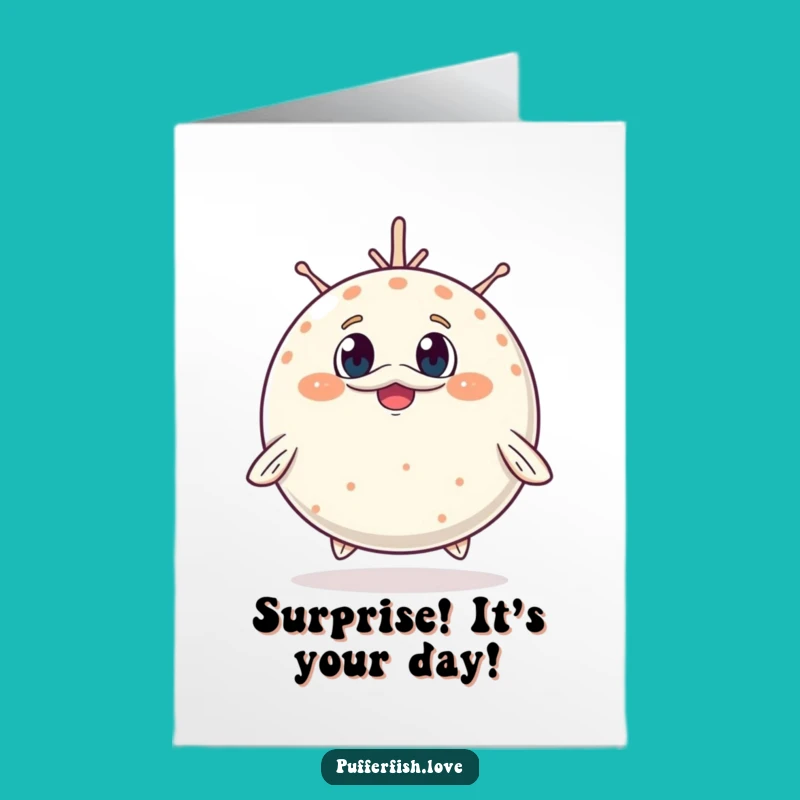 Funny Free Printable Birthday Card: Surprised Pufferfish Pop!