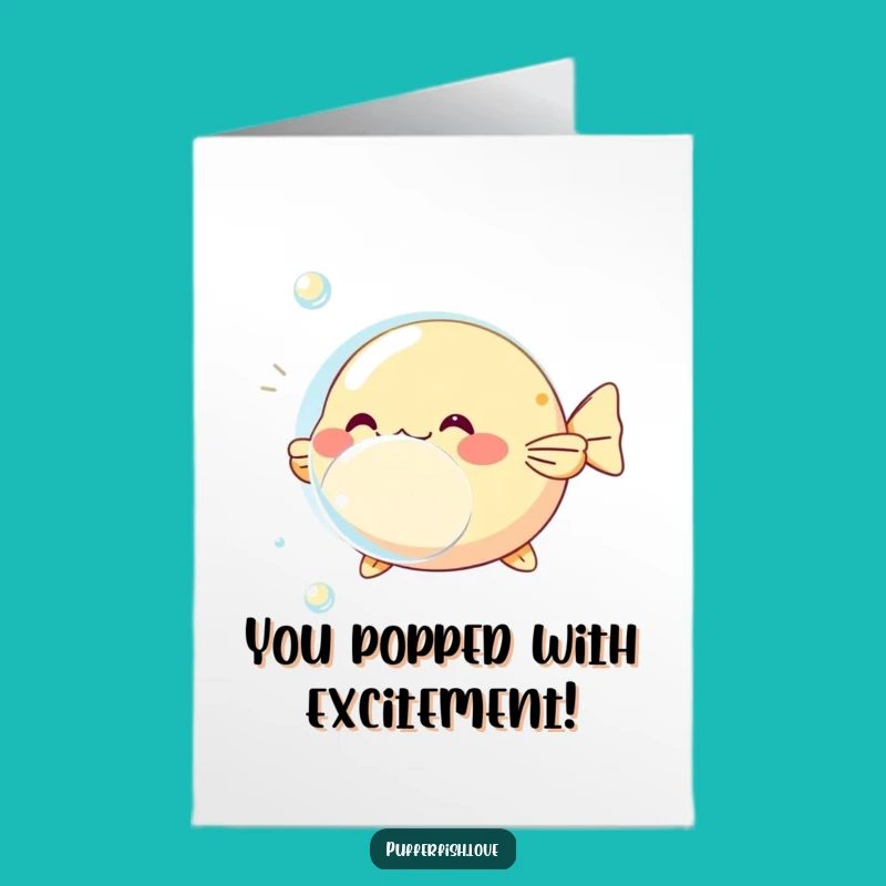 Free Printable Congrats Card: Pufferfish Pop, A Bubbly Downloadable Greeting for Big Wins!