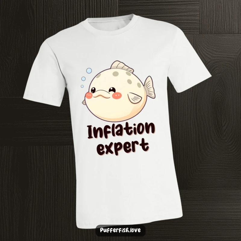 Funny Pufferfish T-Shirt: A pufferfish with comically full cheeks, releasing small bubbles, embodying pure silliness and making a great funny gift.